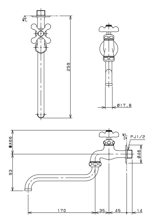 カクダイ　自在水栓 一般地・寒冷地共用　マットブラック　【品番：706-111-MD】