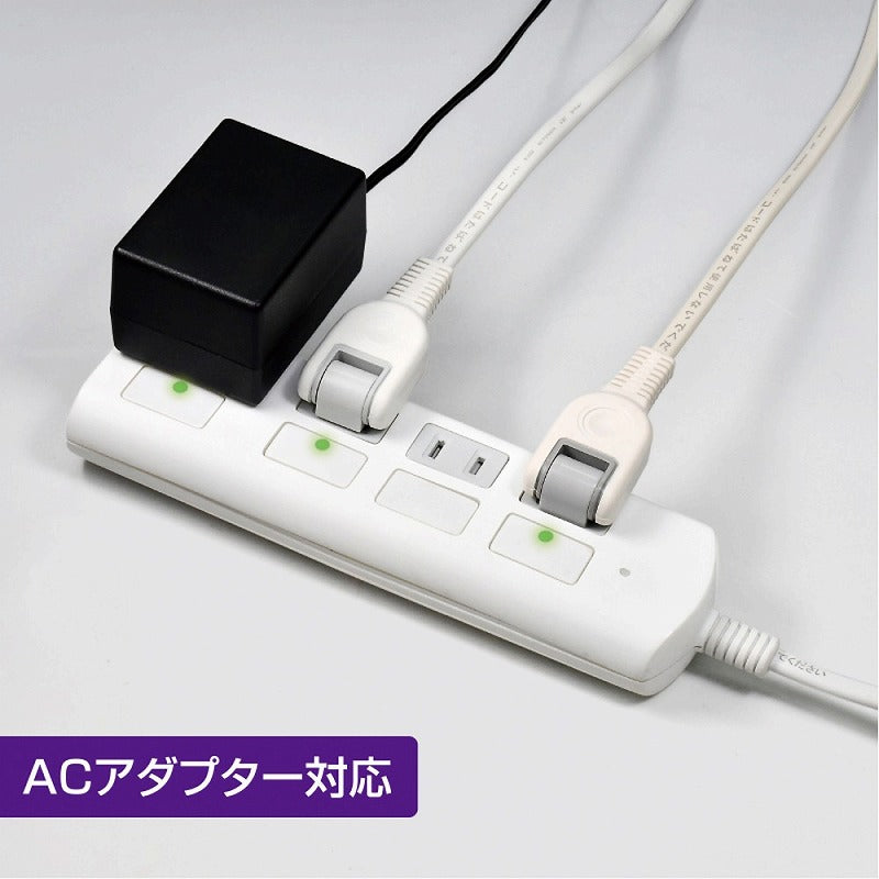 朝日電器（ELPA）　フラットスイッチ付タップ 4個口 3m　ホワイト　【品番：WBS-LS403F（W）】