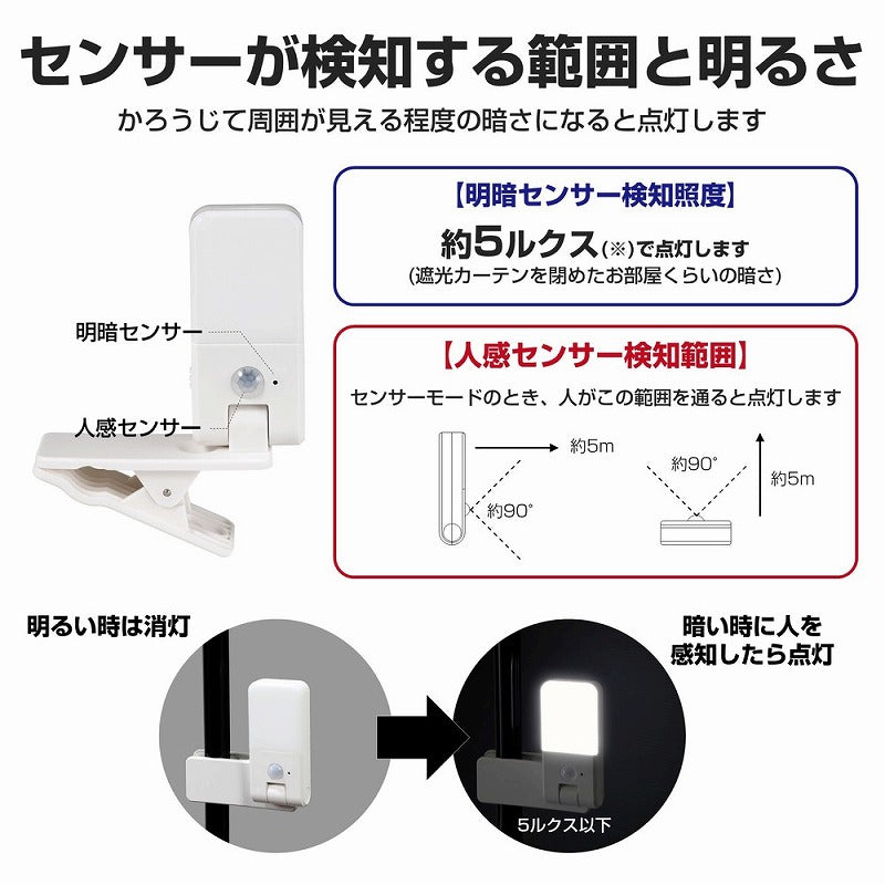 朝日電器（ELPA）　LEDセンサー付ライト 乾電池タイプ　【品番：PM-LCP01】