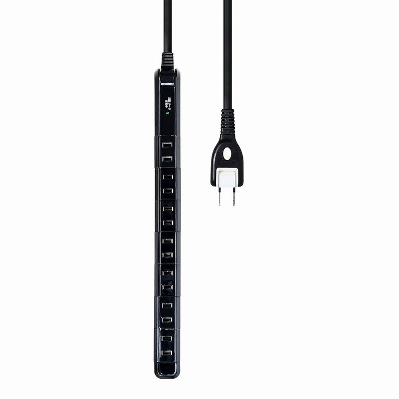 朝日電器（ELPA）　耐雷スリム回転タップ 7個口 2m　ブラック　【品番：WBS-SL702SB（BK）】