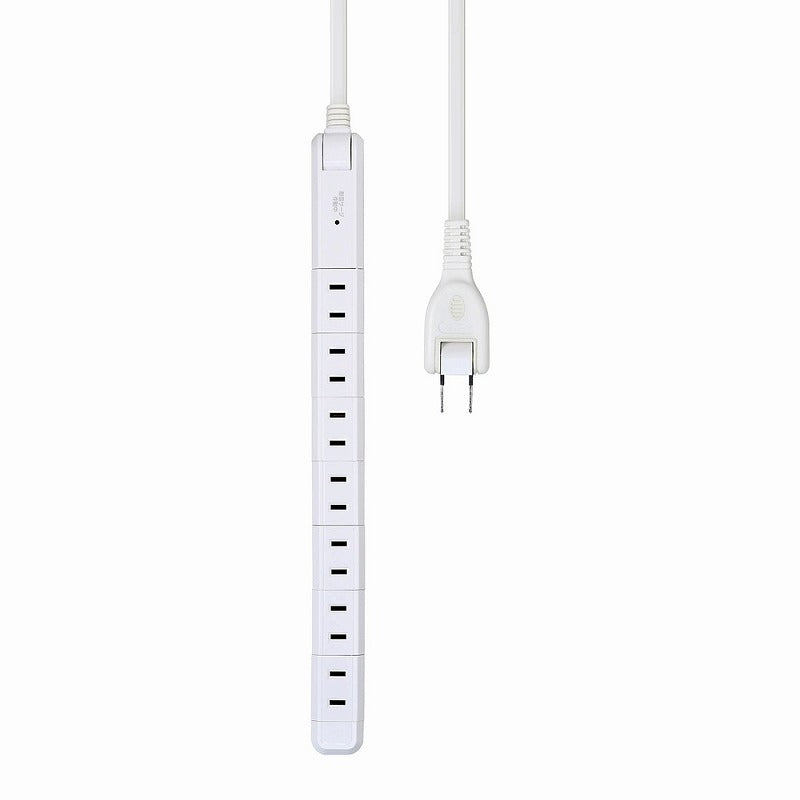 朝日電器（ELPA）　耐雷スリム回転タップ 7個口 2m　ホワイト　【品番：WBS-SL702SB（W）】
