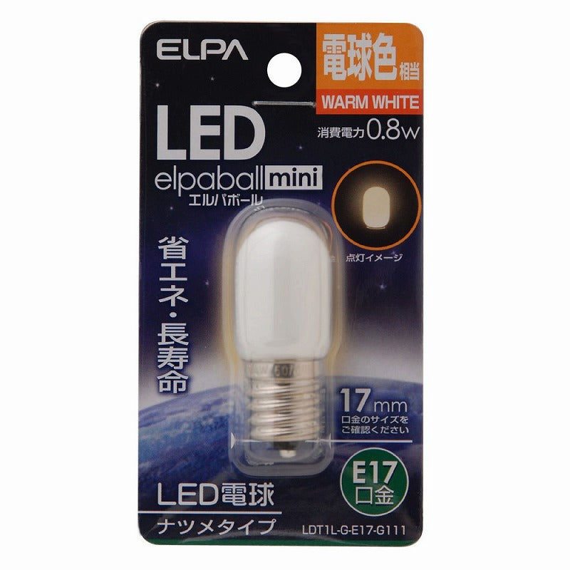 朝日電器（ELPA）　ナツメタイプLED電球 E17　電球色　【品番：LDT1L-G-E17-G111】