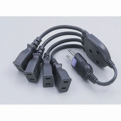 朝日電器（ELPA）　4分配コード15A　ダークグレー　【品番：W-X1200NB（DG）】