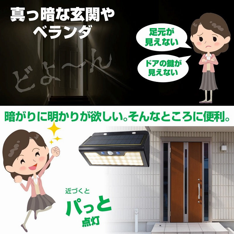 朝日電器（ELPA）　防雨センサーウォールライト（ソーラー発電式）　電球色　【品番：ESL-K411SL（L）】