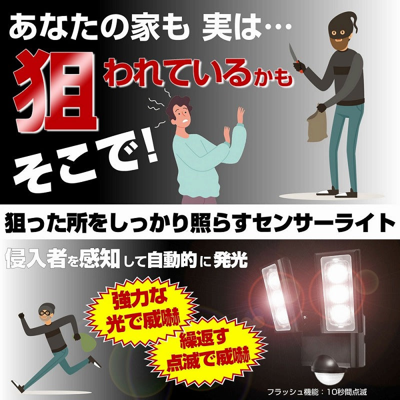 朝日電器（ELPA）　防雨センサーライト（乾電池式）　【品番：ESL-312DC】