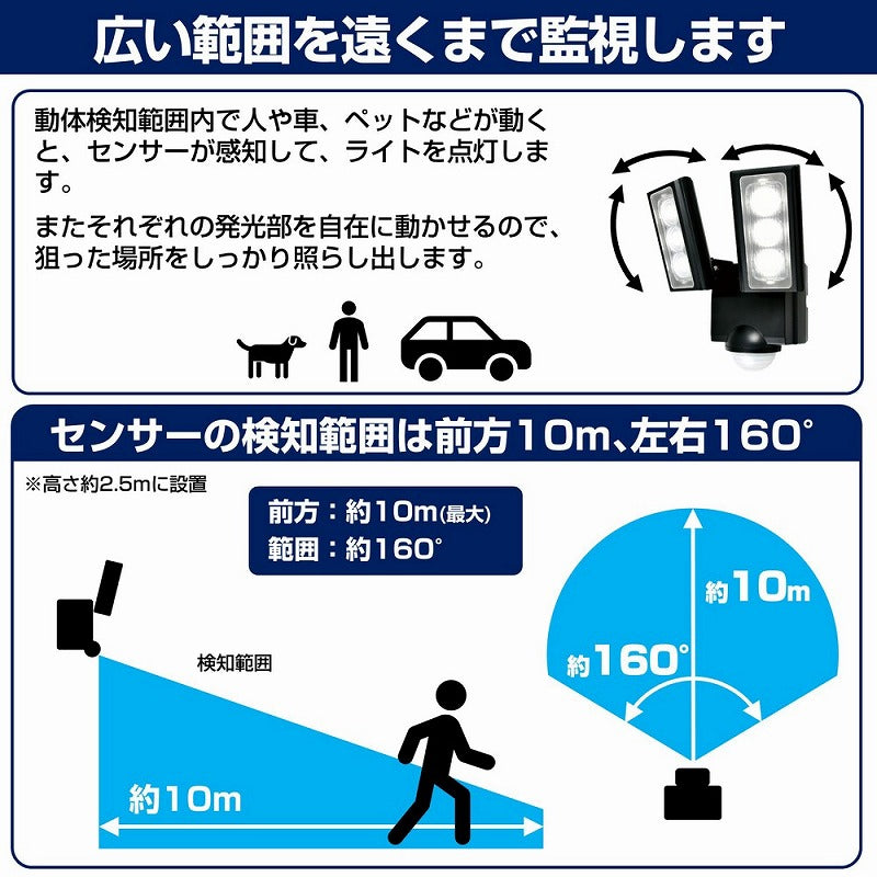 朝日電器（ELPA）　防雨センサーライト（乾電池式）　【品番：ESL-312DC】