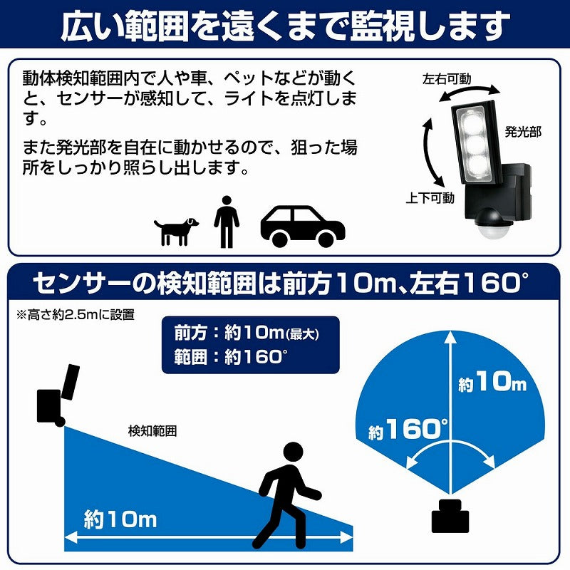 朝日電器（ELPA）　防雨センサーライト（乾電池式）　【品番：ESL-311DC】
