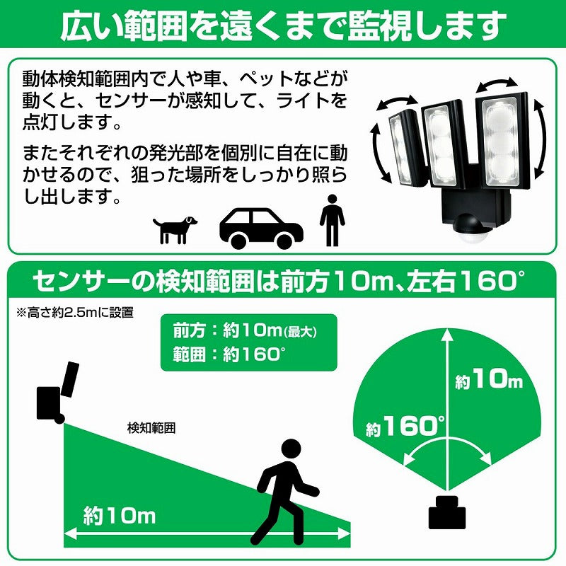朝日電器（ELPA）　防雨センサーライト（ソーラー発電式） 　【品番：ESL-313SL】