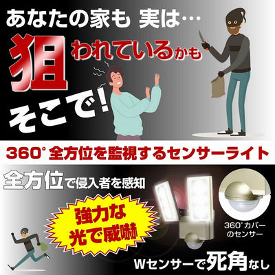 朝日電器（ELPA）　防雨センサーライト（コンセント式）　【品番：ESL-ST1202AC】