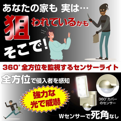 朝日電器（ELPA）　防雨センサーライト（コンセント式）　【品番：ESL-ST1201AC】