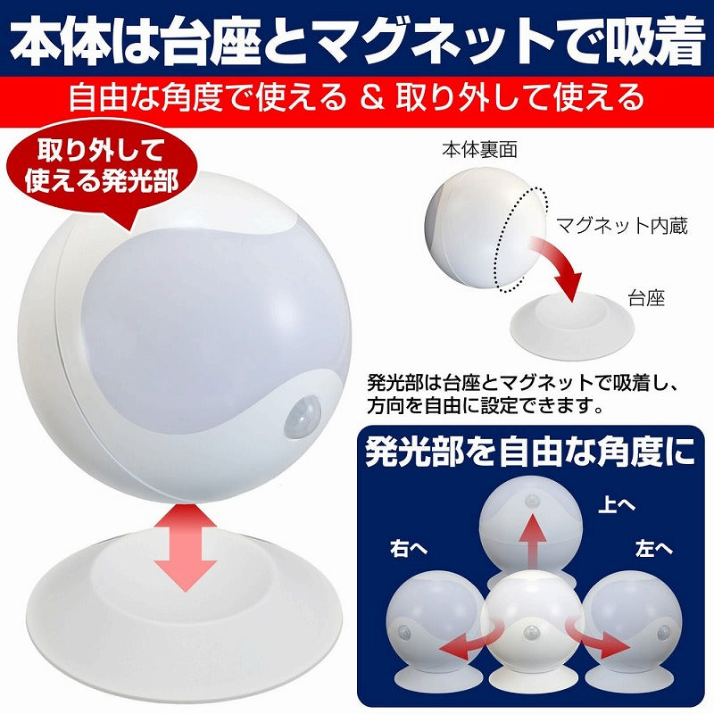朝日電器（ELPA）　LEDセンサー付ライト 乾電池タイプ　白色/電球色　【品番：PM-L750W】