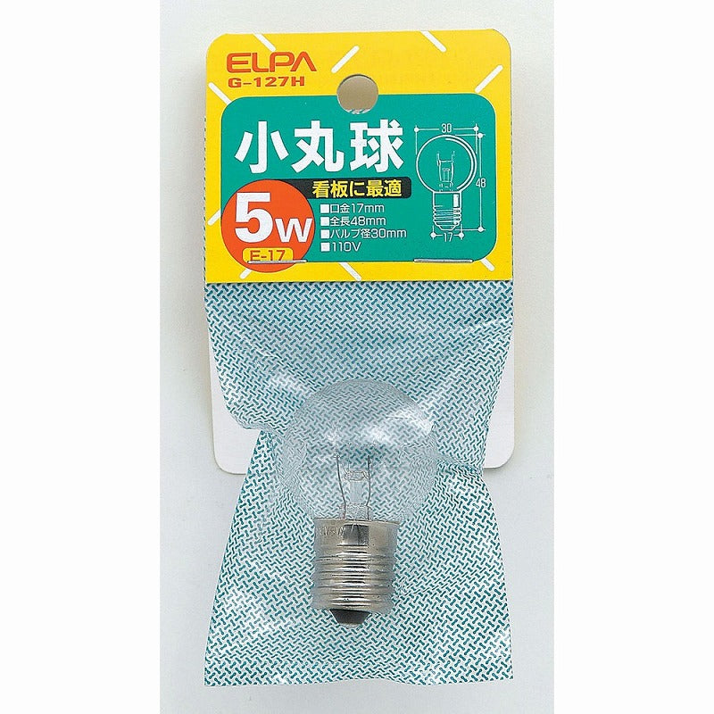 朝日電器（ELPA）　小丸球 5W E17　クリア　【品番：G-127H】