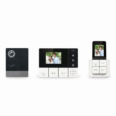 朝日電器（ELPA）　DECT ワイヤレステレビドアホン 親玄関カメラ子機＋ポータブルモニター子機＋モニター親機＋充電台セット　【品番：DHS-TMP2320】