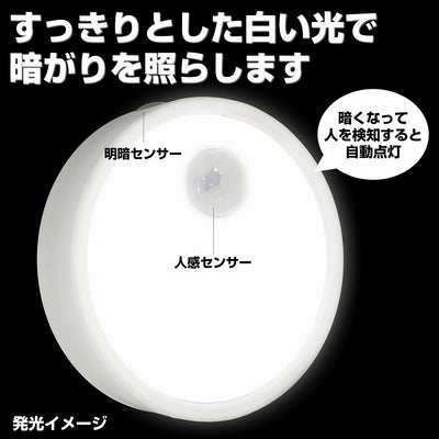 朝日電器（ELPA）　LEDセンサー付ライト コンセント差込タイプ　ホワイト　【品番：PM-LA301（W）】