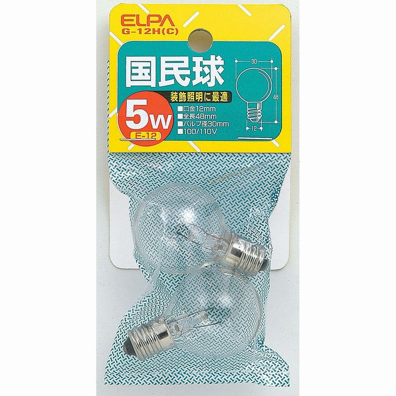 朝日電器（ELPA）　国民球 5W E12　クリア　【品番：G-12H（C）】