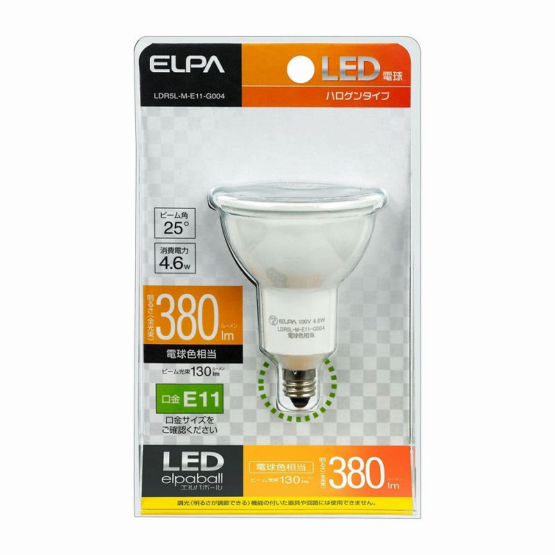 朝日電器（ELPA）　ハロゲンタイプLED電球 E11　電球色 　【品番：LDR5L-M-E11-G004】
