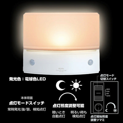 朝日電器（ELPA）　もてなしのあかり 据置・薄 電球色　パールホワイト　【品番：HLH-1203（PW）】●