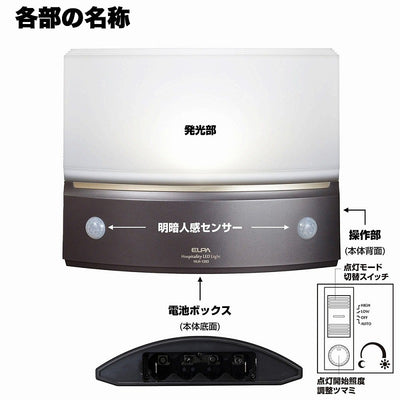 朝日電器（ELPA）　もてなしのあかり 据置・薄 白色　ダークブラウン　【品番：HLH-1203（DB）】