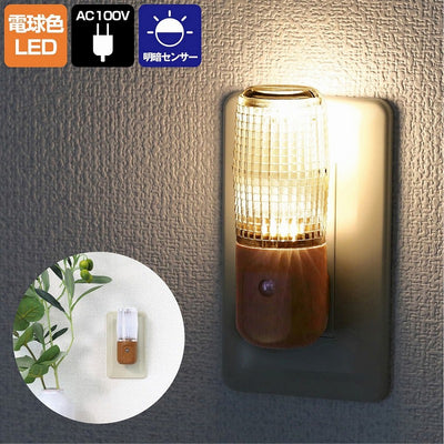 朝日電器（ELPA）　LEDセンサー付ライト コンセント差込タイプ　電球色　【品番：PM-LW100（L）】
