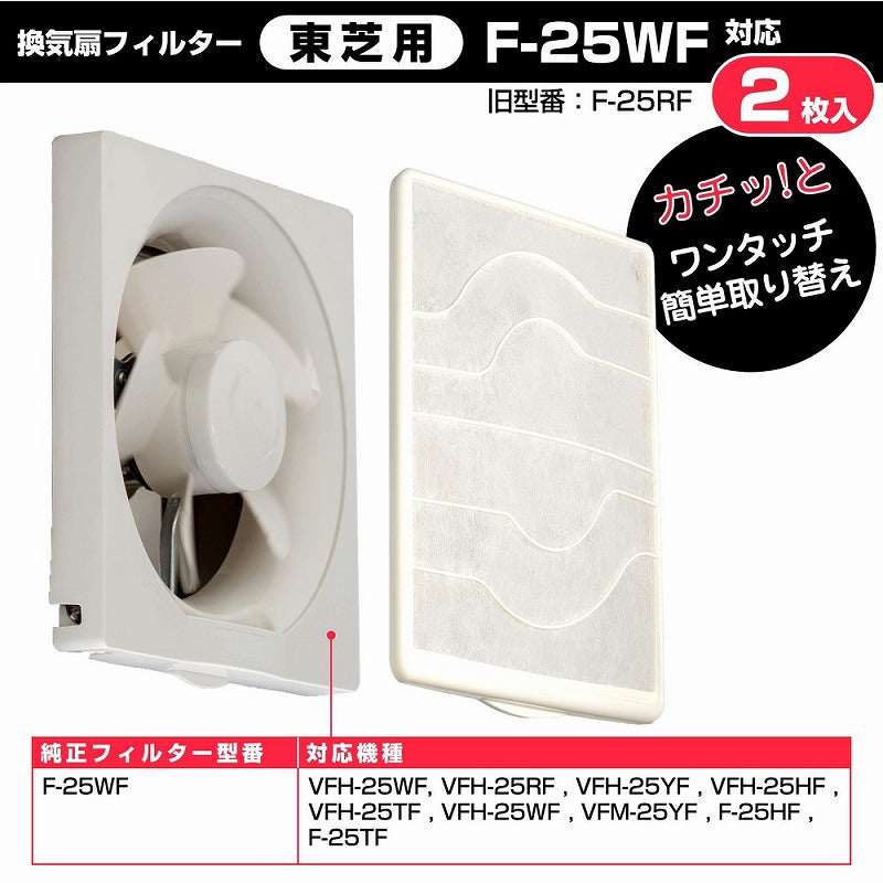 朝日電器（ELPA）　換気扇フィルター 東芝用（2枚入）　【品番：EKF-25T】