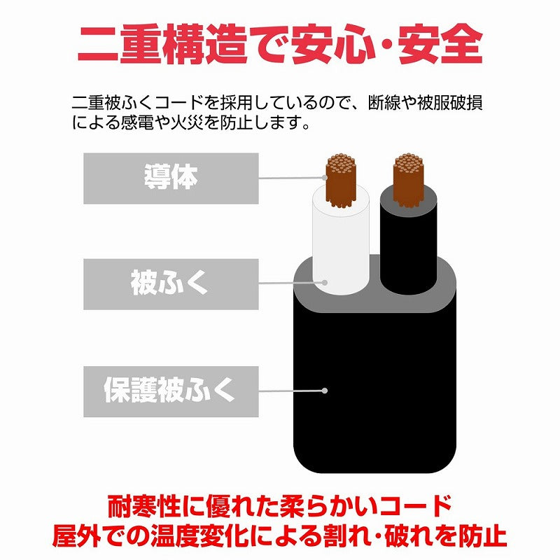 朝日電器（ELPA）　防雨型延長コード 3m　ブラック　【品番：CP-BE03】