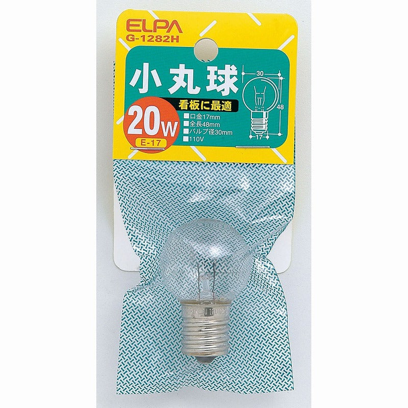 朝日電器（ELPA）　小丸球 20W E17　クリア　【品番：G-1282H】