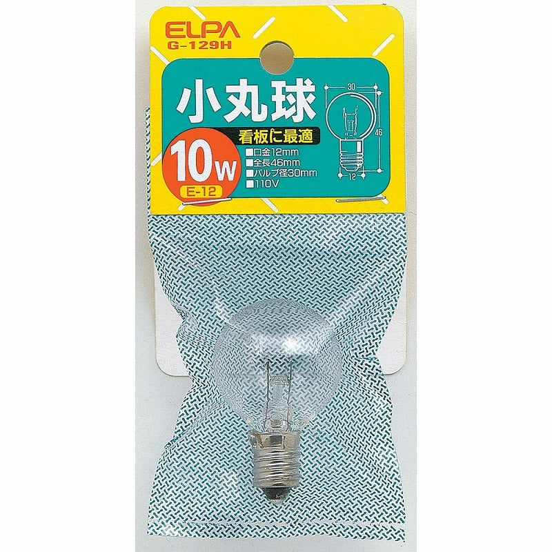 朝日電器（ELPA）　小丸球 10W E12　クリア　【品番：G-129H】