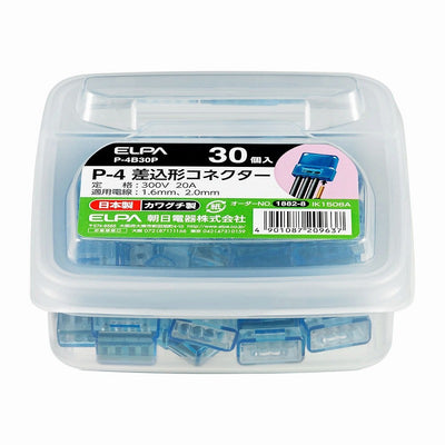 朝日電器（ELPA）　P-4 差込形コネクター 30個入　【品番：P-4B30P】