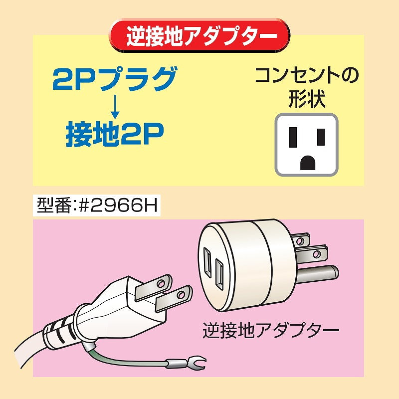 朝日電器（ELPA）　逆接地アダプター　【品番：