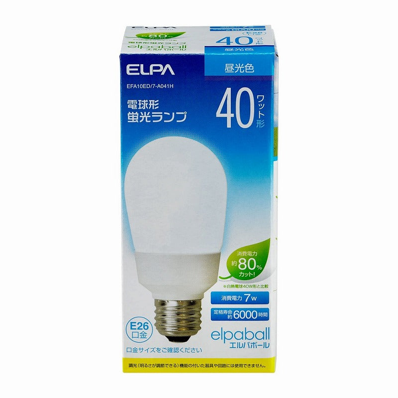 朝日電器（ELPA）　電球形蛍光ランプ 40W形 E26　昼光色　【品番：EFA10ED/7-A041H】