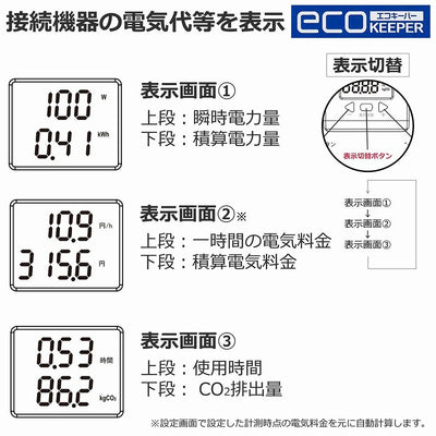 朝日電器（ELPA）　簡易電力量計 エコキーパー　【品番：EC-05EB】