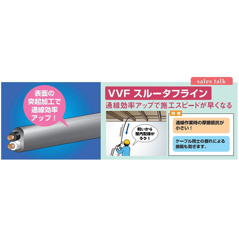 朝日電器（ELPA）　VVFスルータフライン 1.6mm×2心 20m　【品番：VVF-S220A】