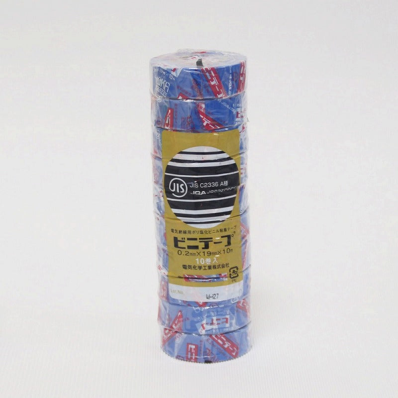 朝日電器（ELPA）　ビニテープ 19mm×10m 10巻入　ブルー　【品番：