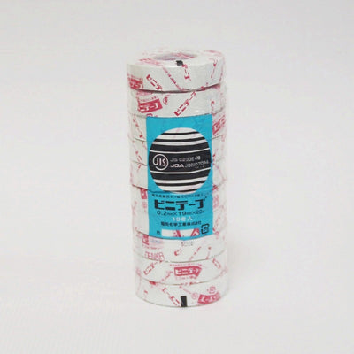 朝日電器（ELPA）　ビニテープ 19mm×20m 10巻入　ホワイト　【品番：#101 19X20M 10P/W】