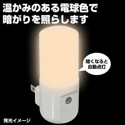 朝日電器（ELPA）　LEDセンサー付ライト コンセント差込タイプ　アンバー　【品番：PM-L160（AM）】