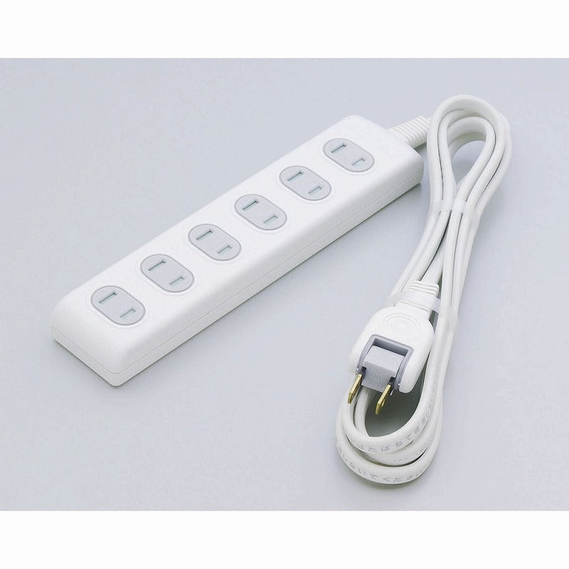 朝日電器（ELPA）　扉付タップ 6個口 2m　ホワイト　【品番：WBT-6020B（W）】