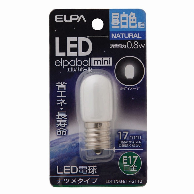 朝日電器（ELPA）　ナツメタイプLED電球 E17　昼白色　【品番：LDT1N-G-E17-G110】