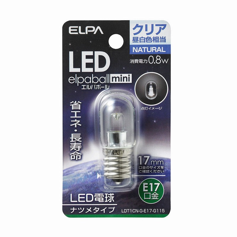 朝日電器（ELPA）　ナツメタイプLED電球 E17　クリア昼白色　【品番：LDT1CN-G-E17-G115】