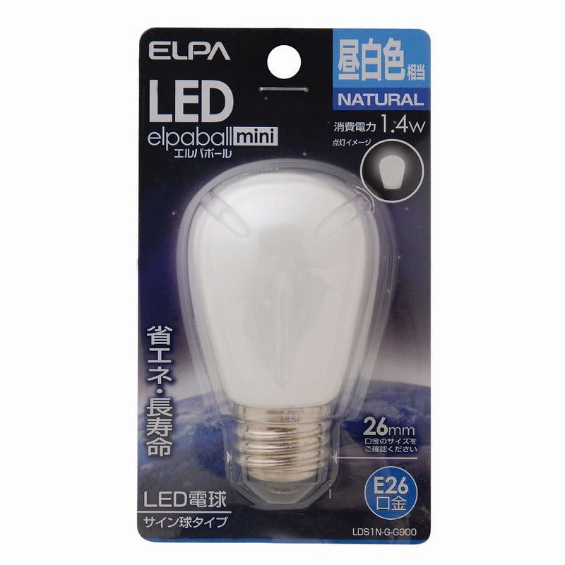 【在庫処分】朝日電器（ELPA）　サイン球タイプLED電球 E26　昼白色　【品番：LDS1N-G-G900】