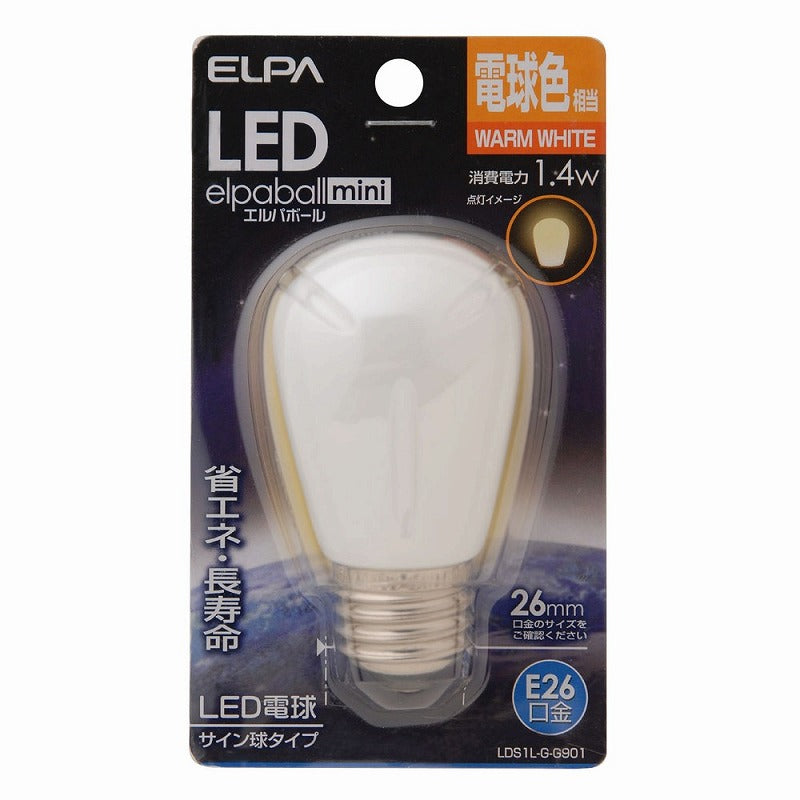 【在庫処分】朝日電器（ELPA）　サイン球タイプLED電球 E26　電球色　【品番：LDS1L-G-G901】
