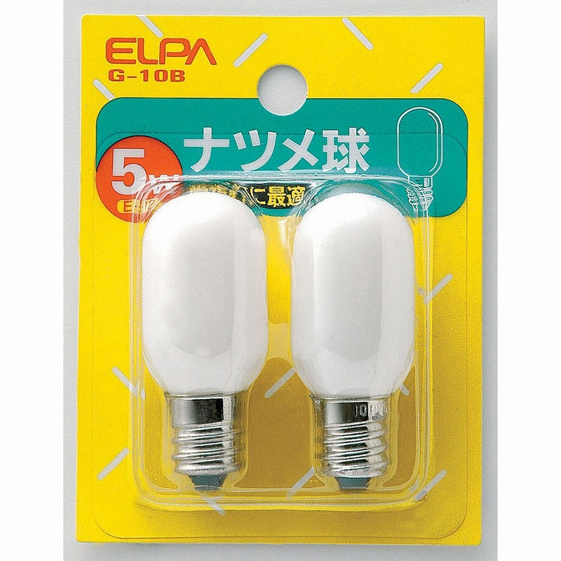 朝日電器（ELPA）　ナツメ球 5W E12 2個入　ホワイト　【品番：G-10B】