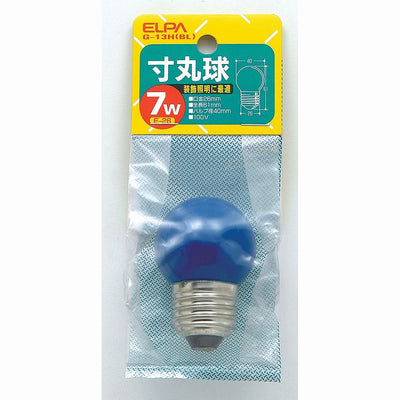 朝日電器（ELPA）　寸丸球 7W E26　ブルー　【品番：G-13H（BL）】