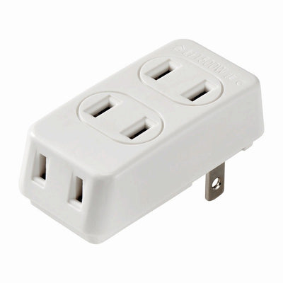朝日電器（ELPA）　フロントタップ 3個口　ホワイト　【品番：A-35H（W）】