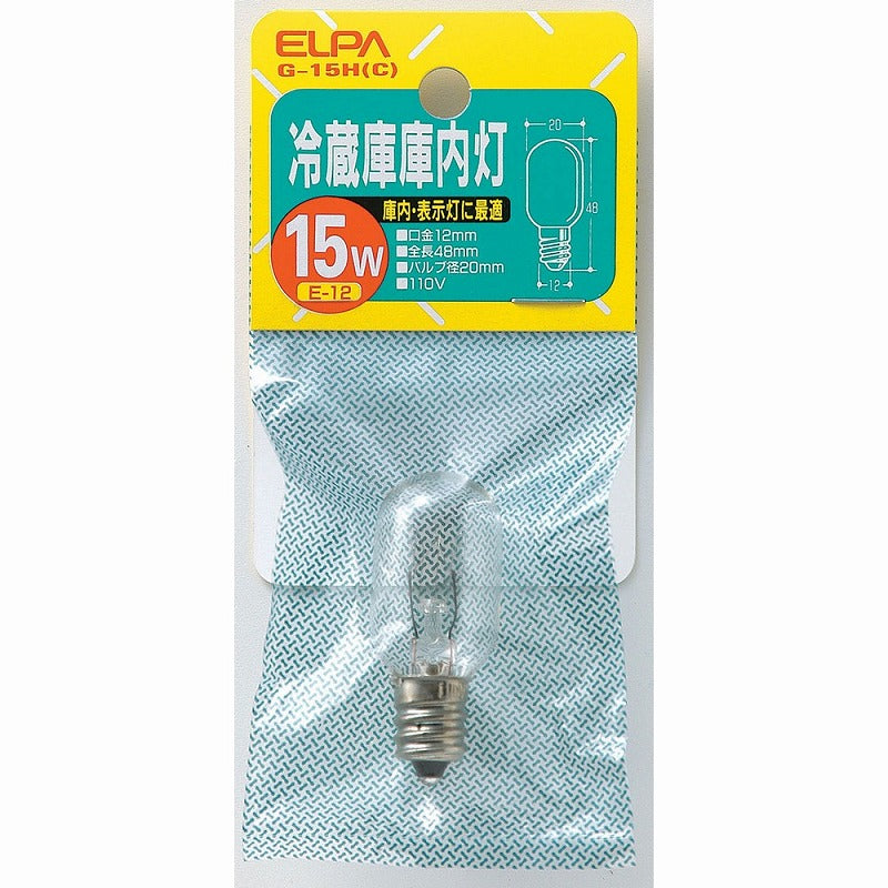 朝日電器（ELPA）　冷蔵庫庫内灯 15W E12　クリア　【品番：G-15H（C）】