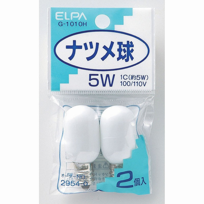 朝日電器（ELPA）　ナツメ球 5W E12 2個入　ホワイト　【品番：G-1010H】