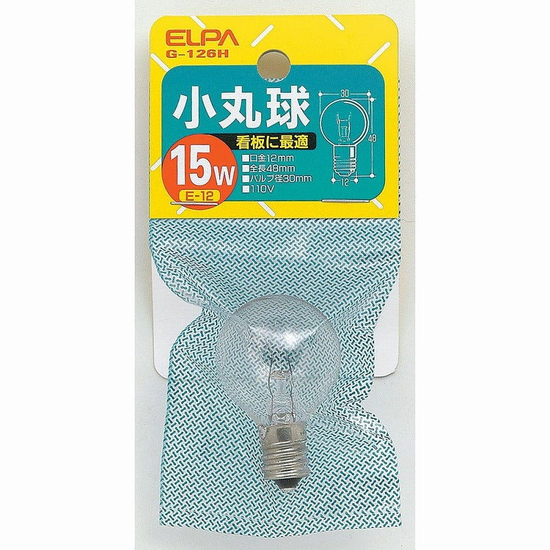 朝日電器（ELPA）　小丸球 15W E12　クリア　【品番：G-126H】