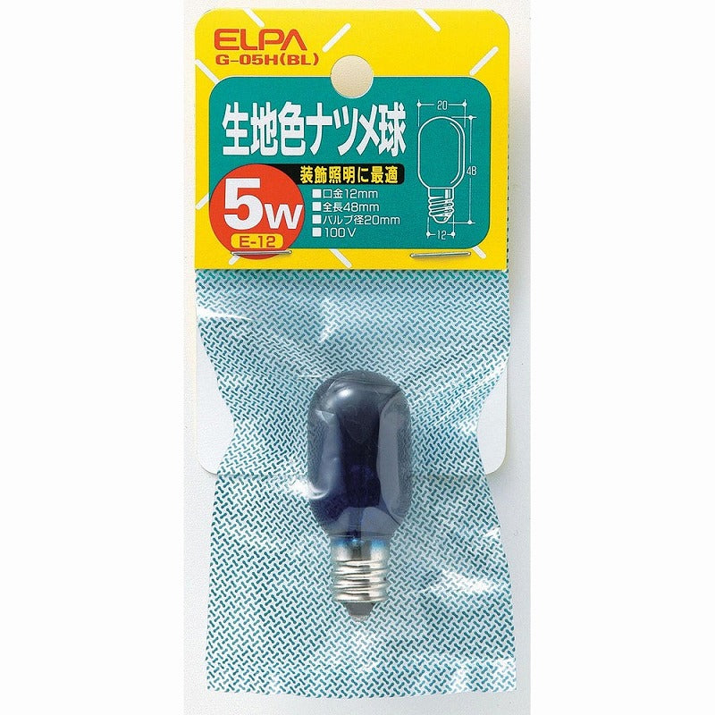朝日電器（ELPA）　生地色ナツメ球 5W E12　ブルー　【品番：G-05H（BL）】
