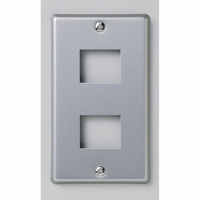 【メール便対応】朝日電器（ELPA）　新金属プレート 大角形 2口用　【品番：PL-S02H】