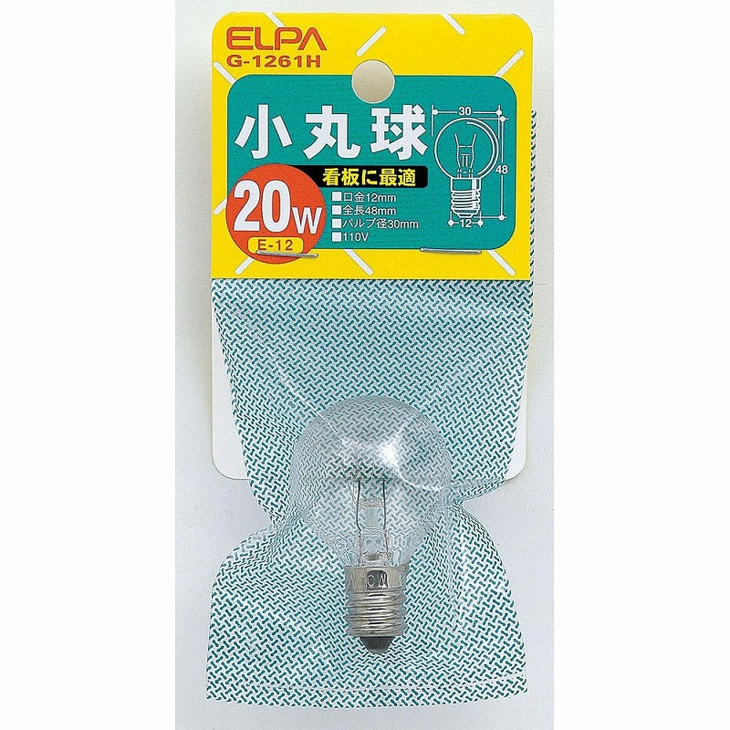 朝日電器（ELPA）　小丸球 20W E12　クリア　【品番：G-1261H】