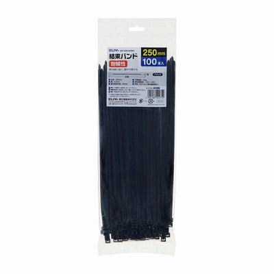 朝日電器（ELPA）　結束バンド（耐候性） 250mm・100本入　ブラック　【品番：KBF-S250100（BK）】